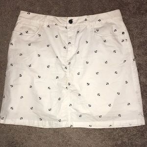 White with Navy Anchor Print Skirt